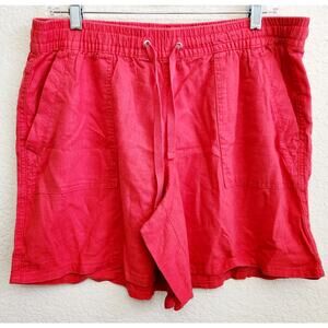 Nautica Red Drawstring Waist Slashed Pockets Shorts Large Lightweight Soft Linen